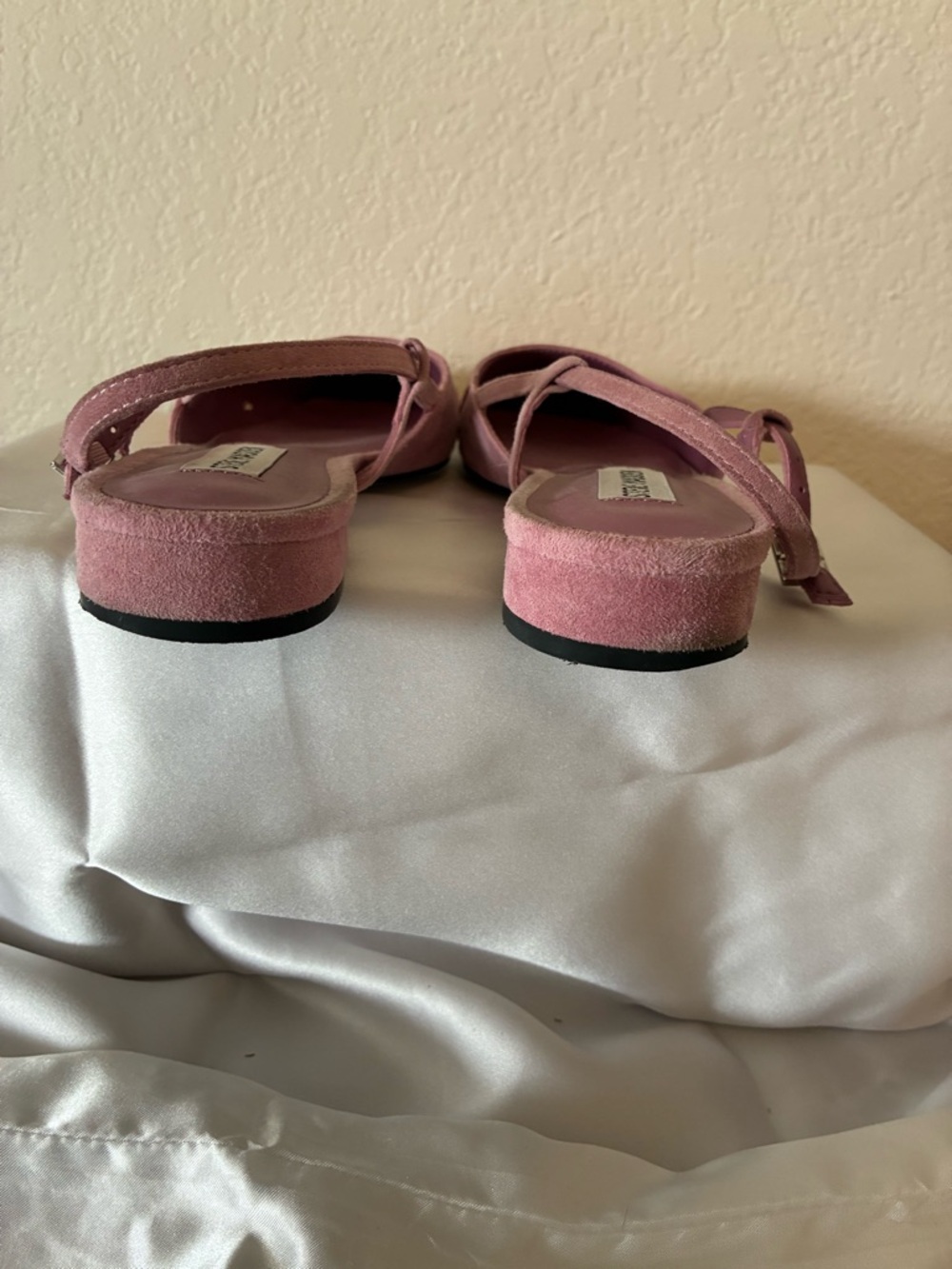 Steve Madden Two-Tone Light Pink & Fushia Suede Slingback Flats - Picture 4 of 5